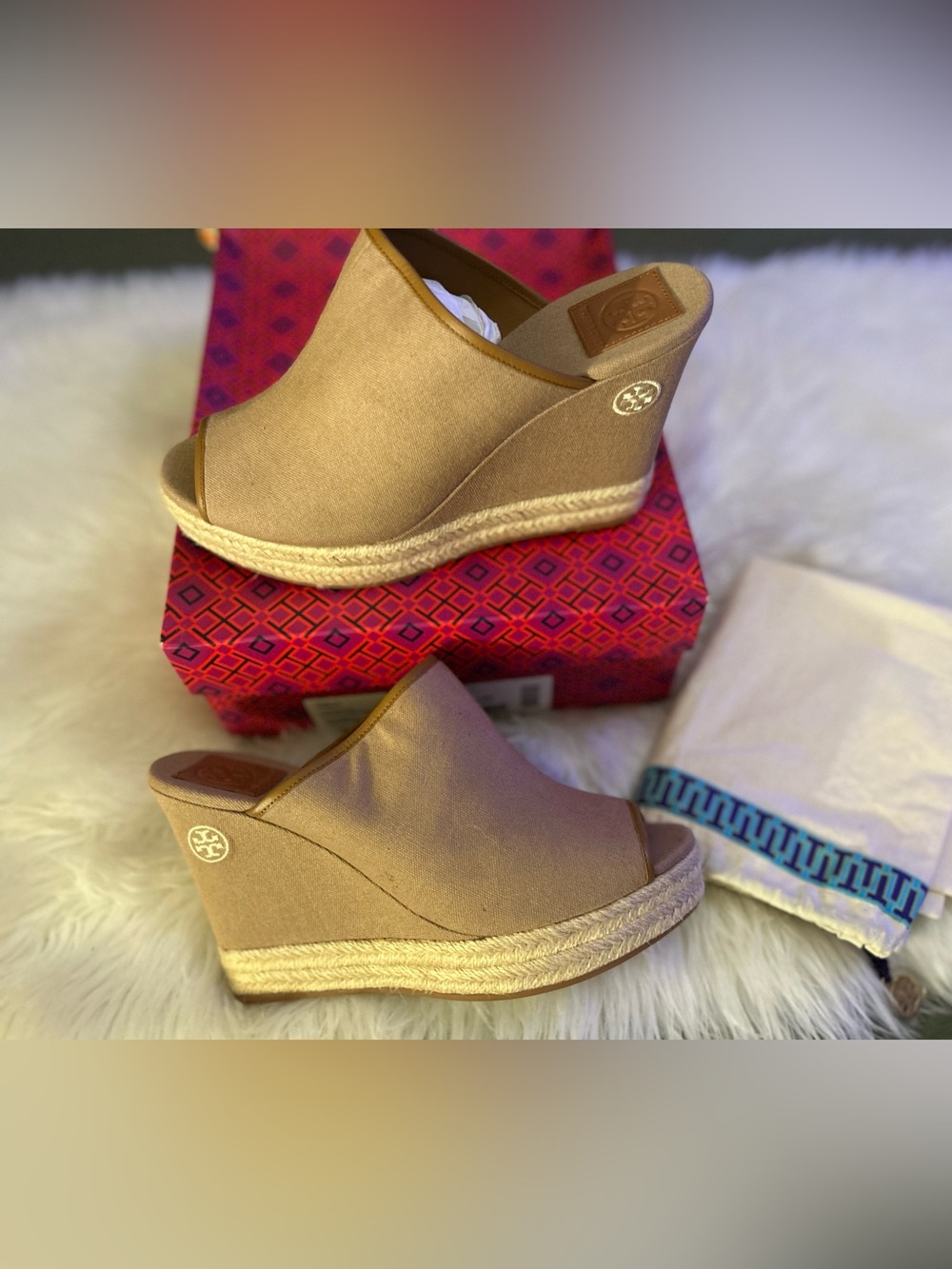 Tory Burch Beige Espadrille Wedge Mule - Picture 2 of 4